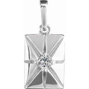 Sterling Silver Natural White Sapphire Charm/Pendant