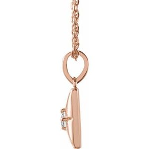 14K Rose Gold Natural White Sapphire 16-18" Necklace