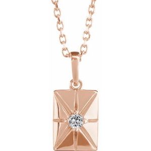 14K Rose Gold Natural White Sapphire 16-18" Necklace