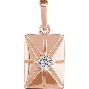 14K Rose Gold Natural White Sapphire Charm/Pendant