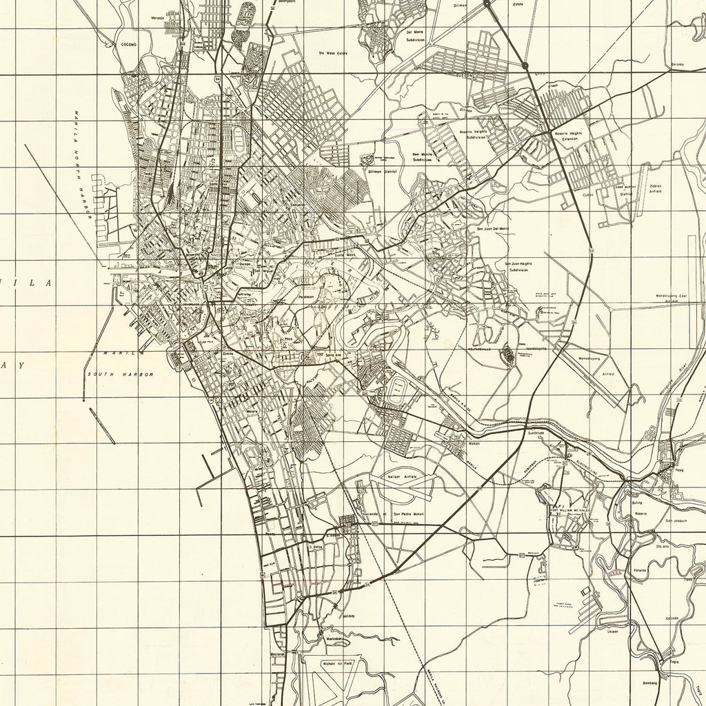 Vintage Manila Philippines World War II Map 1945