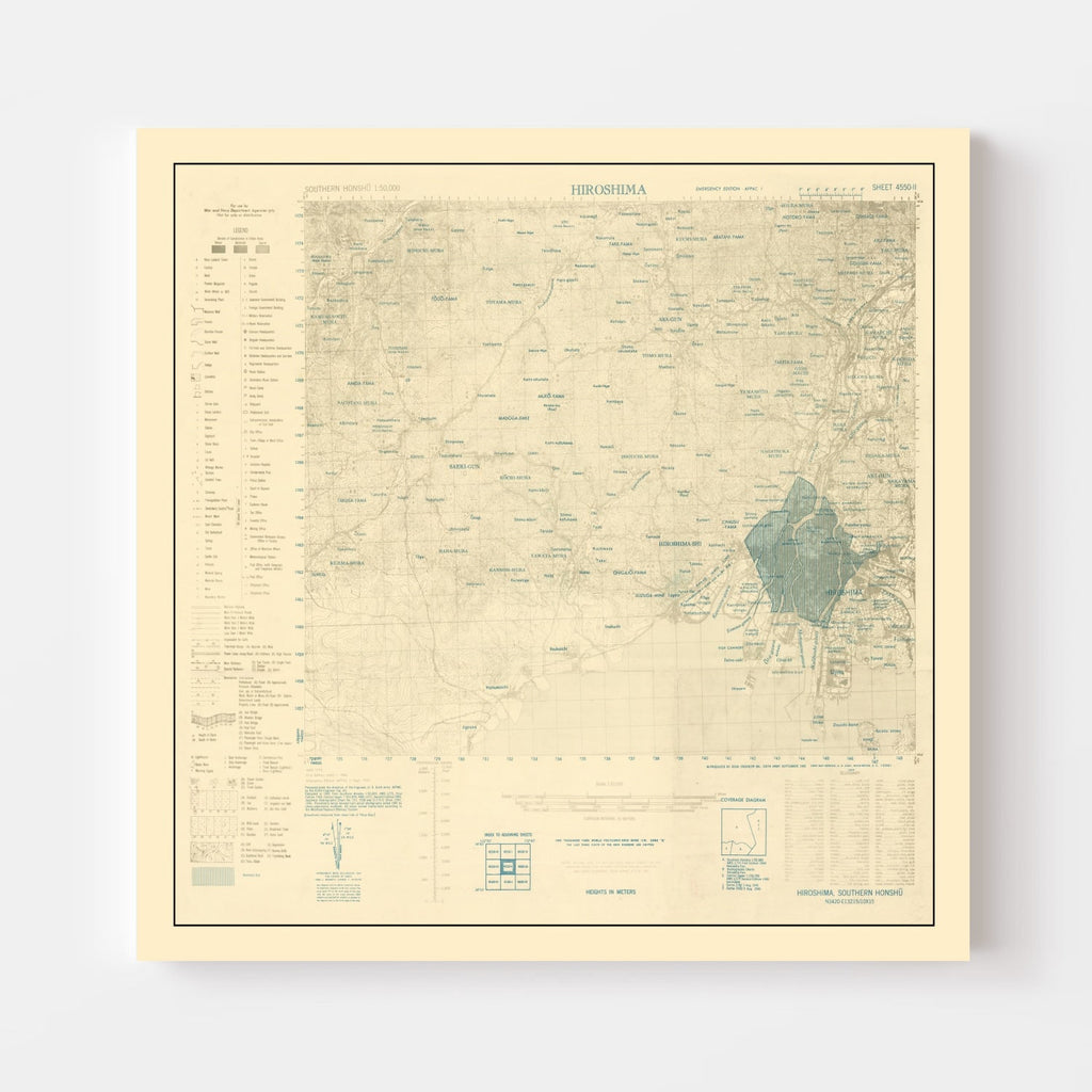 Vintage Hiroshima Bombing Map 1945