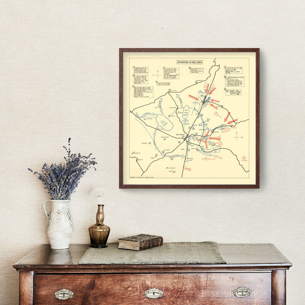 Vintage Battle of Bastogne Map 1944