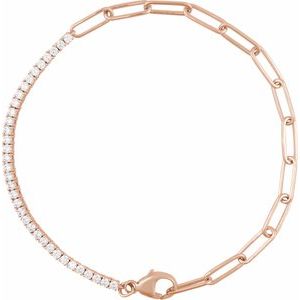 14K Rose Gold 1 CTW Lab-Grown Diamond Line 7 1/2" Bracelet