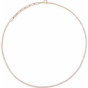 14K Rose 3 1/5 CTW Natural Diamond Adjustable 15-18" Necklace