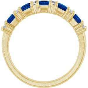 14K Yellow 1/5 CTW Natural Diamond and Natural Blue Sapphire Anniversary Band