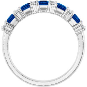 14K White 1/5 CTW Natural Diamond and Natural Blue Sapphire Anniversary Band