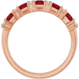 14K Rose 1/5 CTW Natural Diamond and Natural Ruby Anniversary Band
