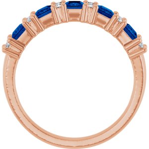 14K Rose 1/5 CTW Natural Diamond and Natural Blue Sapphire Anniversary Band