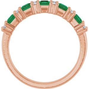 14K Rose 1/5 CTW Natural Diamond and Natural Emerald Anniversary Band