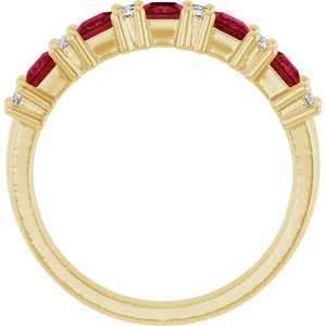 14K Yellow 1/5 CTW Natural Diamond and Natural Ruby Anniversary Band