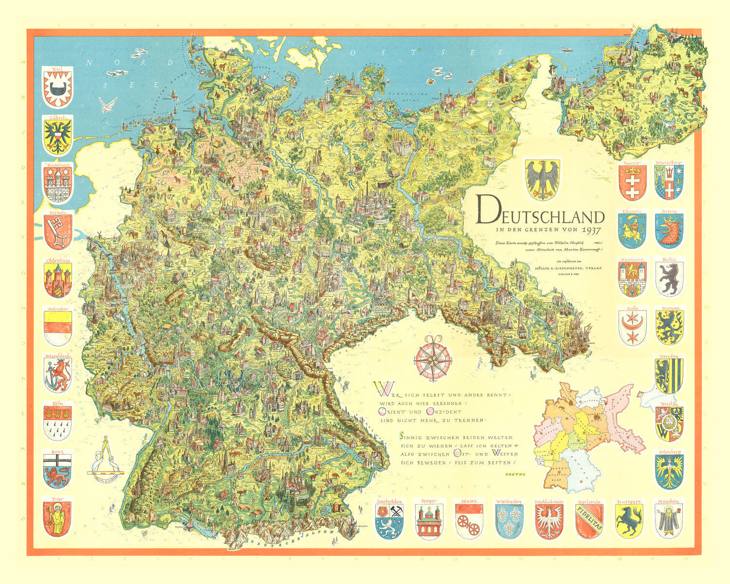 Vintage Germany in the Borders of 1937 Map