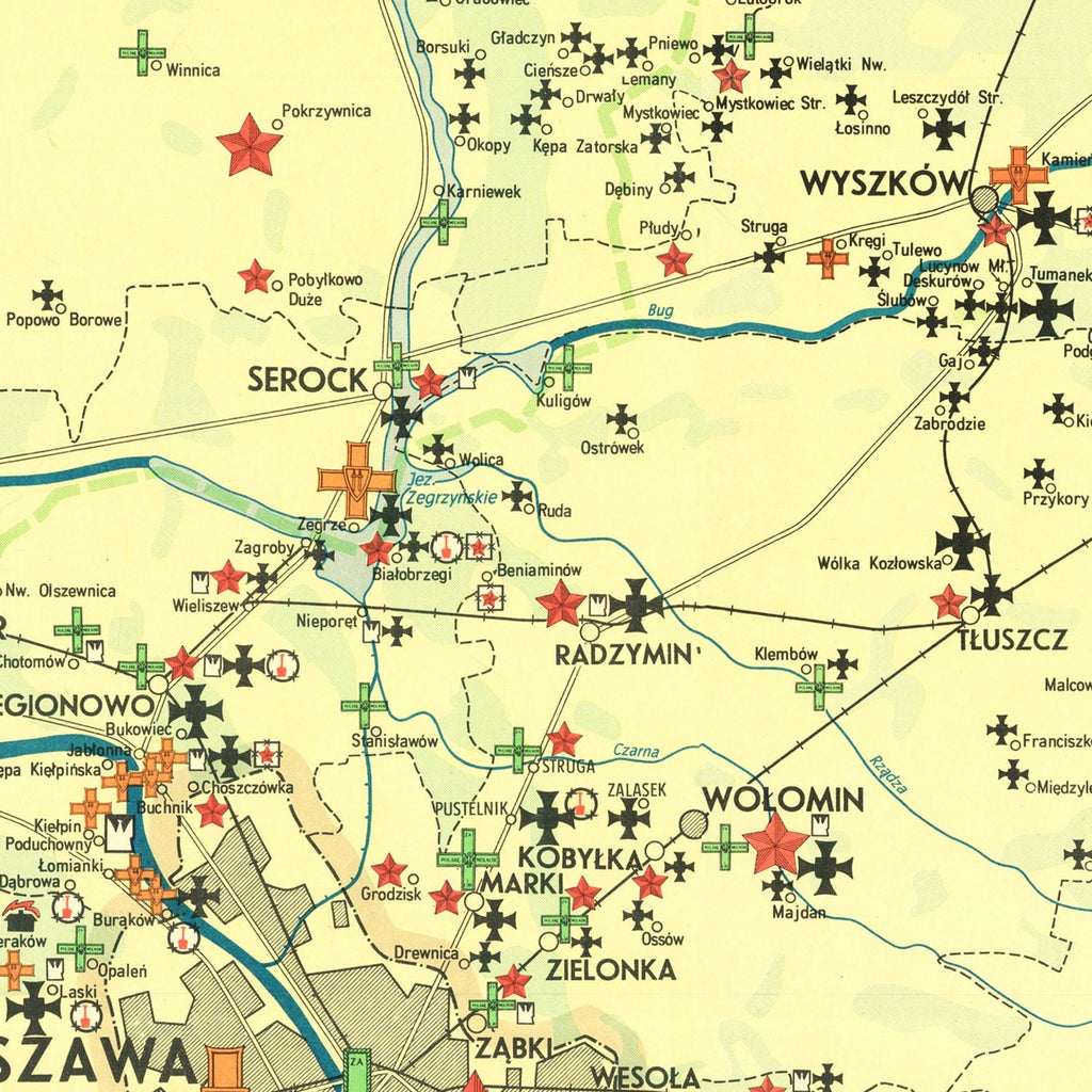 Vintage Warsaw Poland Nazi Invasion Map 1945