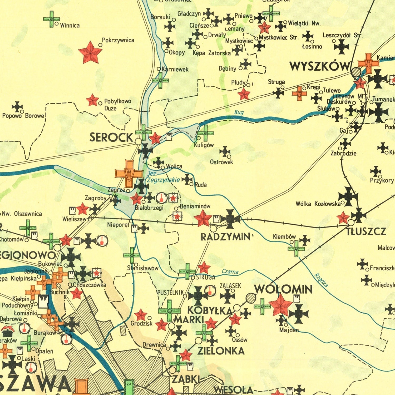 Vintage Warsaw Poland Nazi Invasion Map 1945