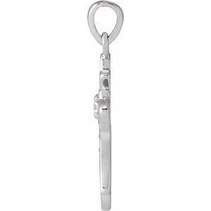 Sterling Silver .08 CTW Natural Diamond Vintage-Inspired Cross Pendent