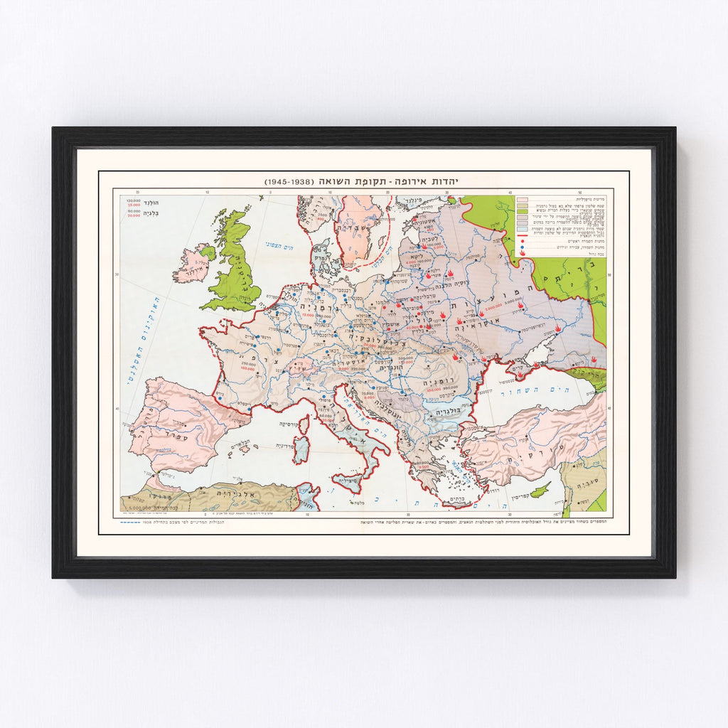 Vintage Map of the Holocaust 1945