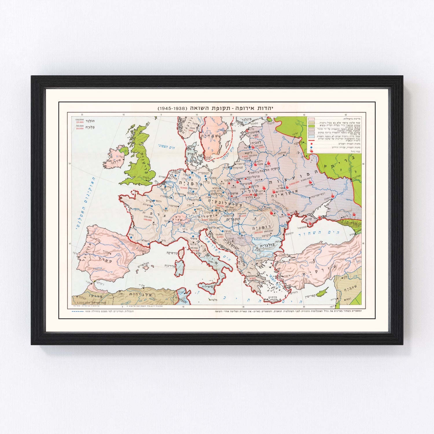 Vintage Map of the Holocaust 1945