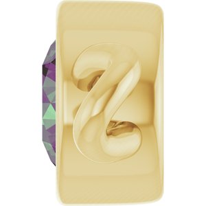14K Yellow Gold Lab-Grown Alexandrite Bezel-Set Link