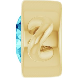 14K Yellow Gold Natural Blue Zircon Bezel-Set Link