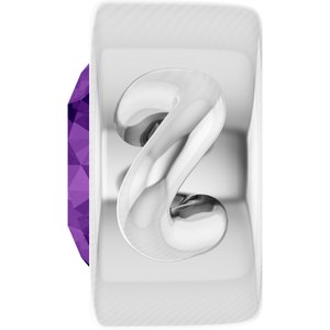 14K White Gold Natural Amethyst Bezel-Set Link