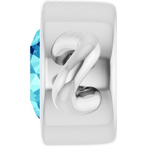 14K White Gold Natural Blue Zircon Bezel-Set Link