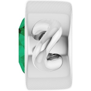 14K White Gold Natural Emerald Bezel-Set Link