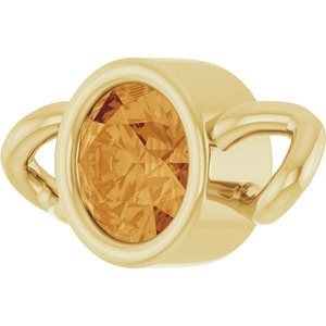 14K Yellow Gold Natural Citrine Bezel-Set Link