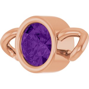 14K Rose Gold Natural Amethyst Bezel-Set Link