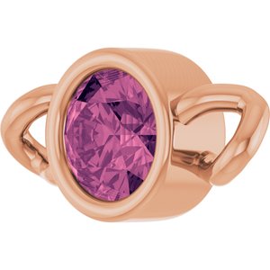 14K Rose Gold Natural Pink Tourmaline Bezel-Set Link