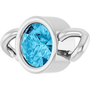 14K White Gold Natural Aquamarine Bezel-Set Link