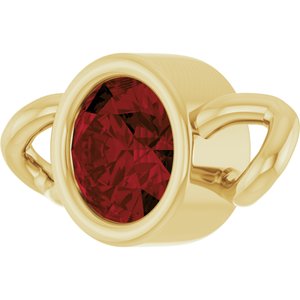 14K Yellow Gold Natural Mozambique Garnet Bezel-Set Link