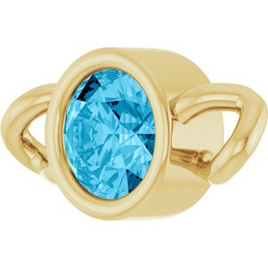 14K Yellow Gold Natural Aquamarine Bezel-Set Link