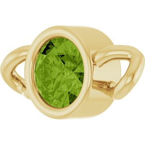 14K Yellow Gold Natural Peridot Bezel-Set Link