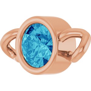 14K Rose Gold Natural Blue Zircon Bezel-Set Link