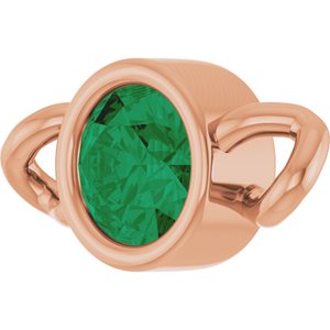 14K Rose Gold Natural Emerald Bezel-Set Link