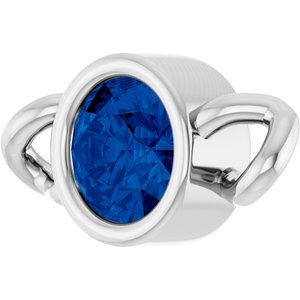 14K White Gold Lab-Grown Blue Sapphire Bezel-Set Link