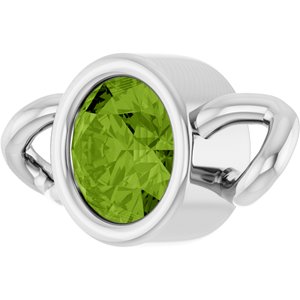 Platinum Natural Peridot Bezel-Set Link