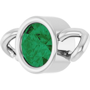 Platinum Natural Emerald Bezel-Set Link