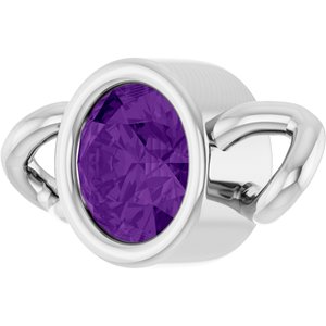 14K White Gold Natural Amethyst Bezel-Set Link