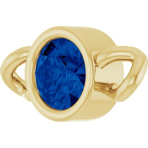14K Yellow Gold Lab-Grown Blue Sapphire Bezel-Set Link