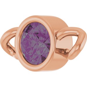 14K Rose Gold Lab-Grown Alexandrite Bezel-Set Link