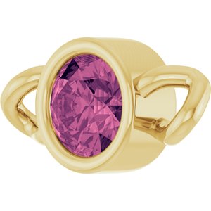 14K Yellow Gold Natural Pink Tourmaline Bezel-Set Link