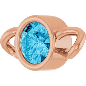 14K Rose Gold Natural Aquamarine Bezel-Set Link