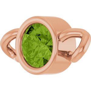 14K Rose Gold Natural Peridot Bezel-Set Link