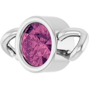 Platinum Natural Pink Tourmaline Bezel-Set Link