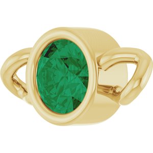 14K Yellow Gold Lab-Grown Emerald Bezel-Set Link