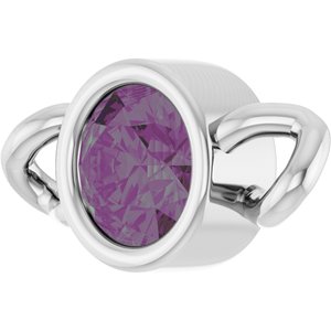 14K White Gold Lab-Grown Alexandrite Bezel-Set Link