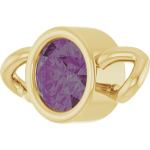 14K Yellow Gold Lab-Grown Alexandrite Bezel-Set Link