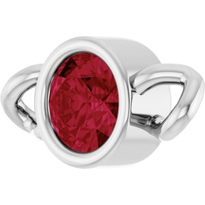 Platinum Lab-Grown Ruby Bezel-Set Link