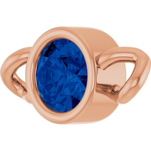 14K Rose Gold Natural Blue Sapphire Bezel-Set Link